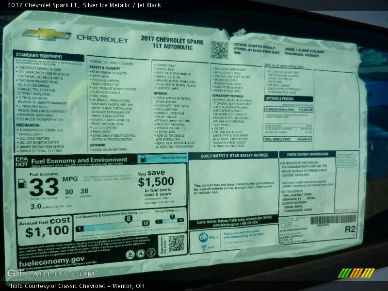 Silver Ice Metallic / Jet Black 2017 Chevrolet Spark LT