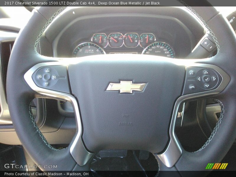 Deep Ocean Blue Metallic / Jet Black 2017 Chevrolet Silverado 1500 LTZ Double Cab 4x4