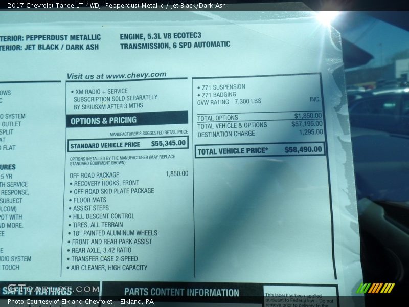 Pepperdust Metallic / Jet Black/Dark Ash 2017 Chevrolet Tahoe LT 4WD