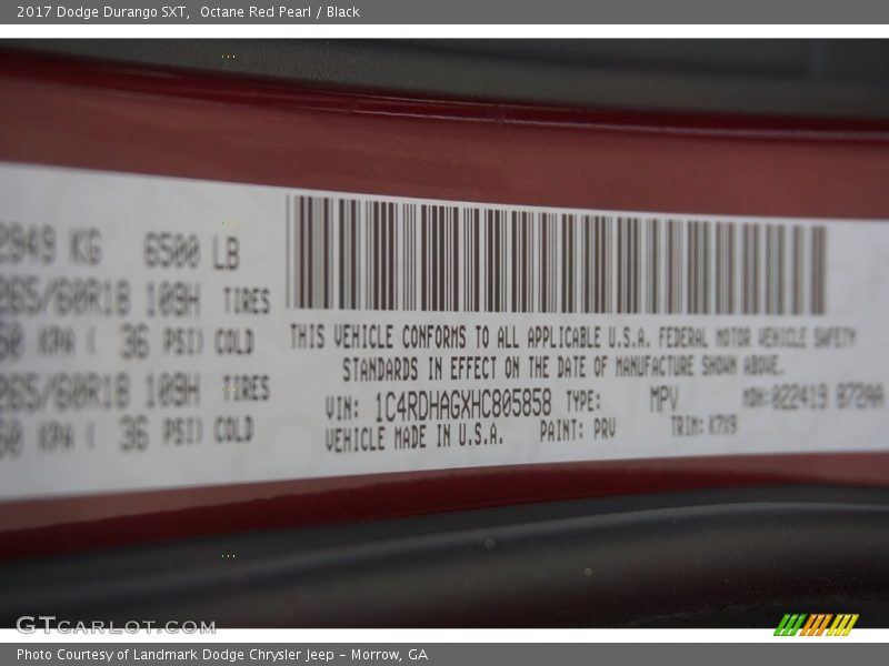 Octane Red Pearl / Black 2017 Dodge Durango SXT
