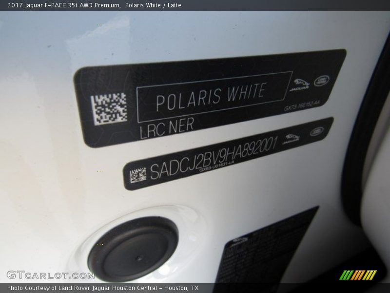 Polaris White / Latte 2017 Jaguar F-PACE 35t AWD Premium