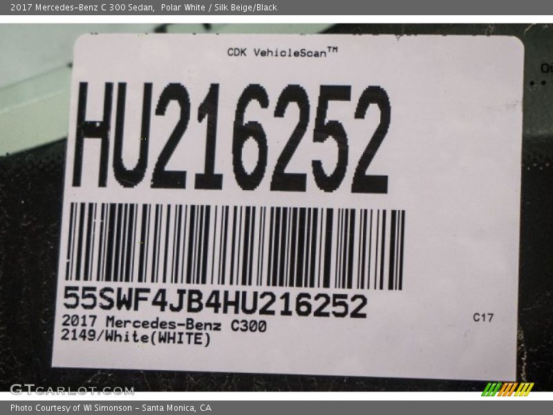 Polar White / Silk Beige/Black 2017 Mercedes-Benz C 300 Sedan