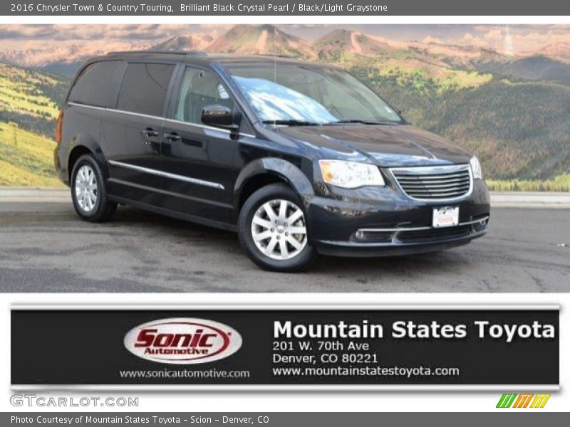Brilliant Black Crystal Pearl / Black/Light Graystone 2016 Chrysler Town & Country Touring