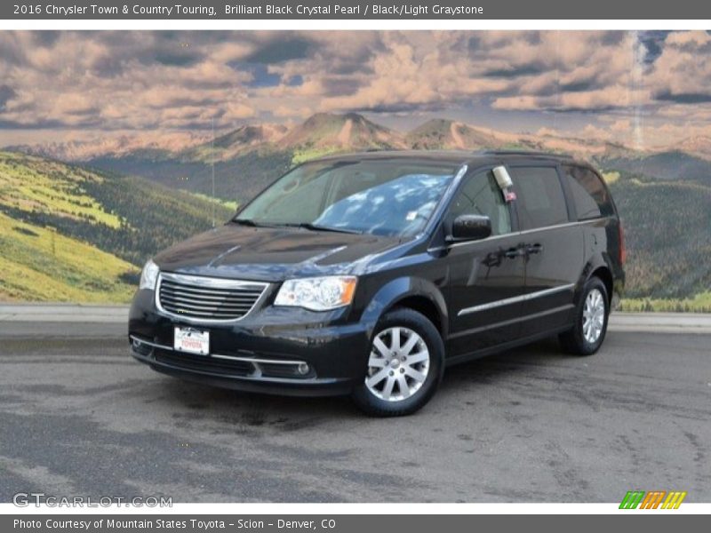 Brilliant Black Crystal Pearl / Black/Light Graystone 2016 Chrysler Town & Country Touring