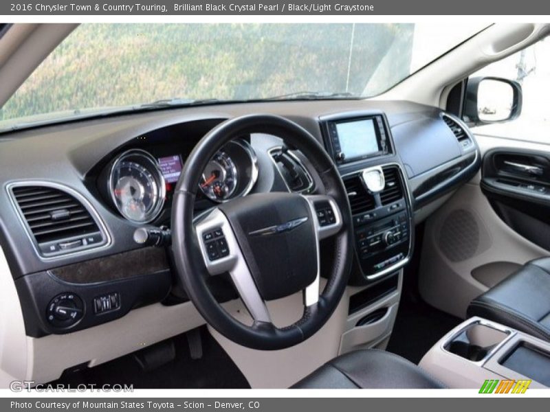 Brilliant Black Crystal Pearl / Black/Light Graystone 2016 Chrysler Town & Country Touring