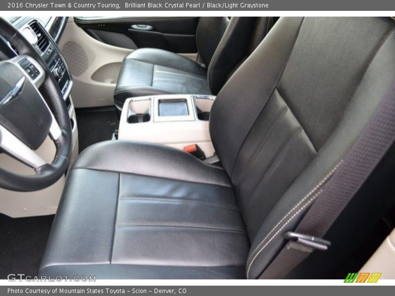 Brilliant Black Crystal Pearl / Black/Light Graystone 2016 Chrysler Town & Country Touring