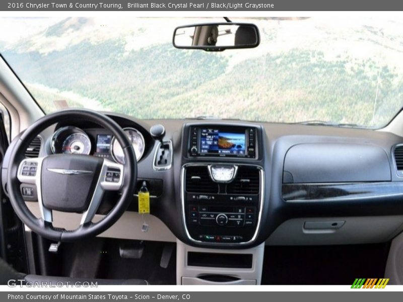 Brilliant Black Crystal Pearl / Black/Light Graystone 2016 Chrysler Town & Country Touring