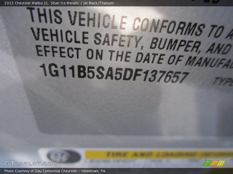 Silver Ice Metallic / Jet Black/Titanium 2013 Chevrolet Malibu LS
