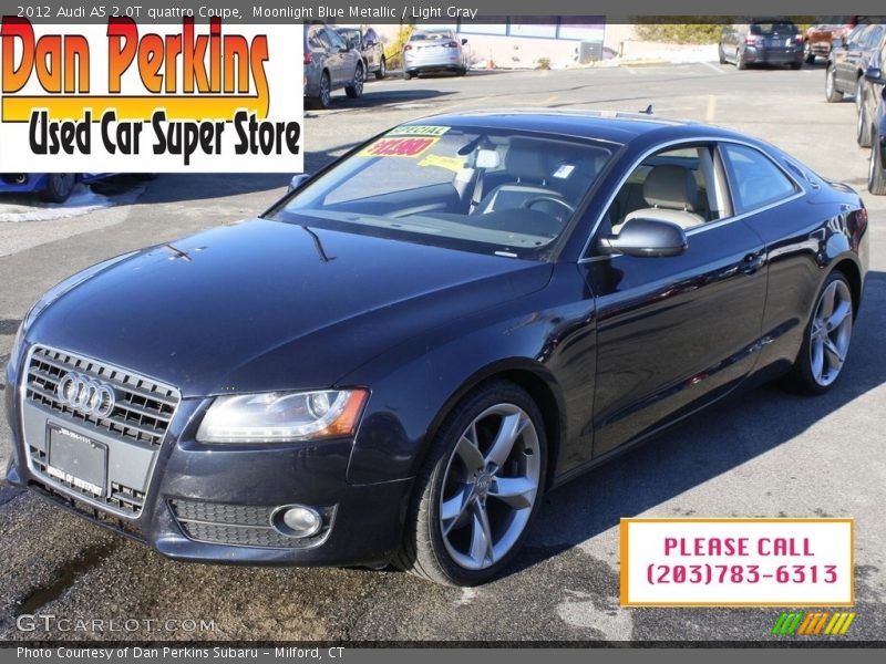 Moonlight Blue Metallic / Light Gray 2012 Audi A5 2.0T quattro Coupe