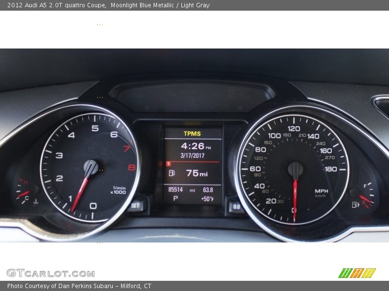 Moonlight Blue Metallic / Light Gray 2012 Audi A5 2.0T quattro Coupe