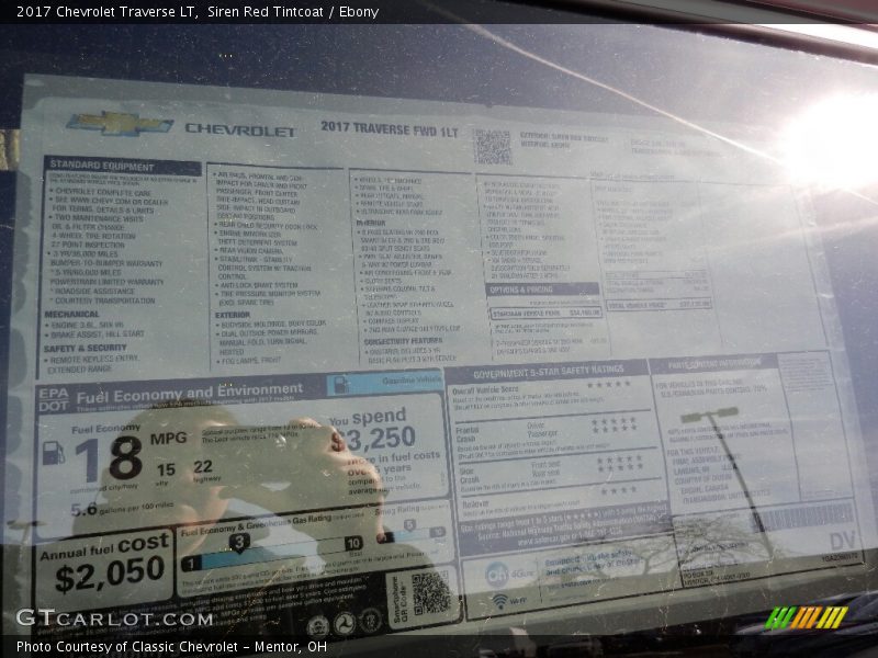 Siren Red Tintcoat / Ebony 2017 Chevrolet Traverse LT