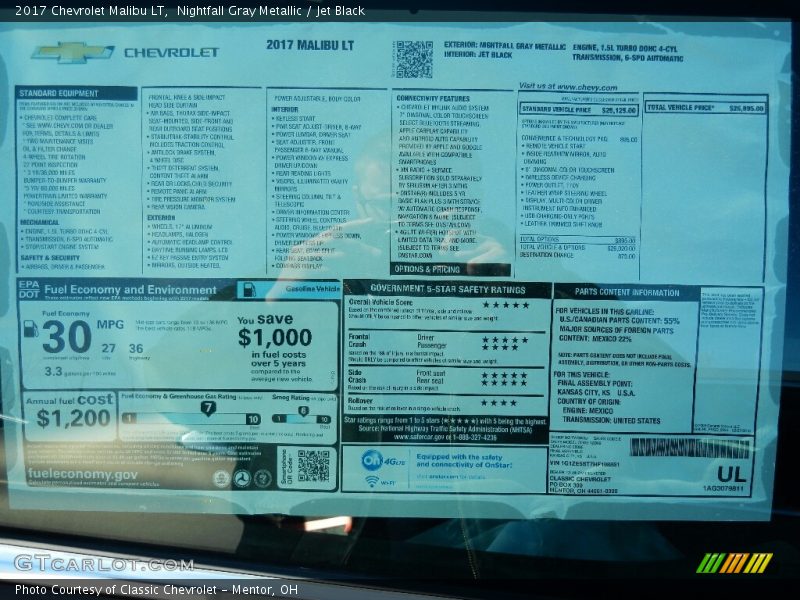 Nightfall Gray Metallic / Jet Black 2017 Chevrolet Malibu LT