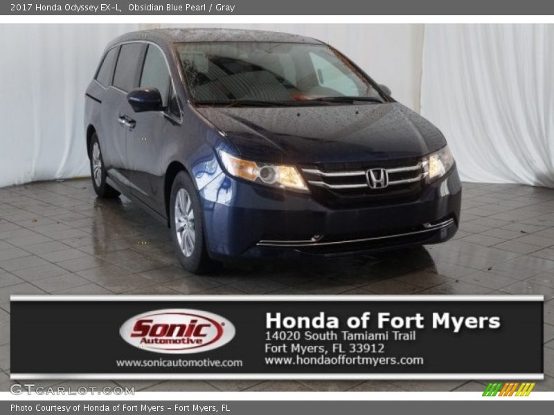 Obsidian Blue Pearl / Gray 2017 Honda Odyssey EX-L