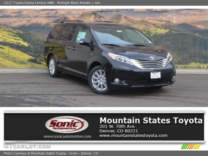 Midnight Black Metallic / Ash 2017 Toyota Sienna Limited AWD