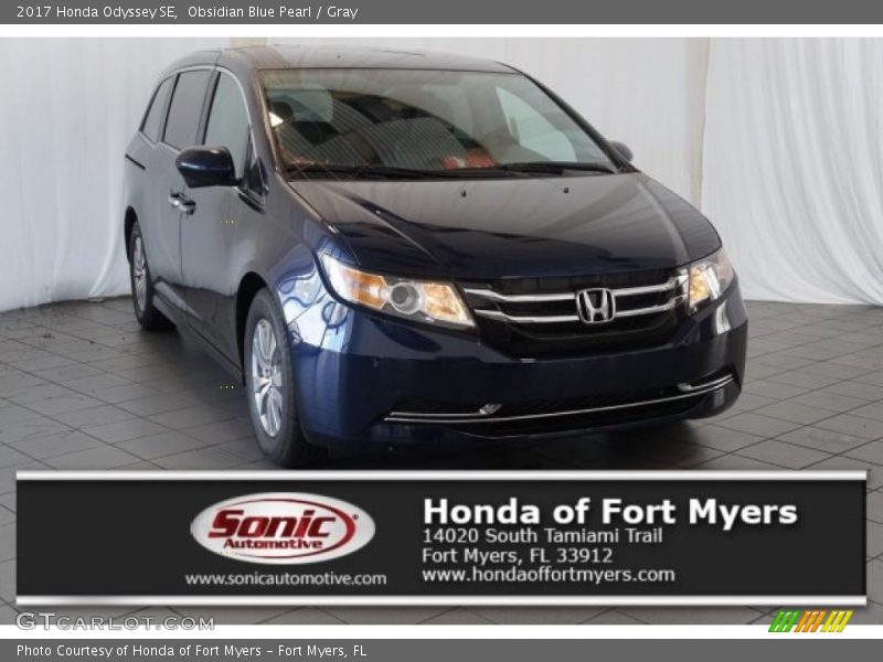 Obsidian Blue Pearl / Gray 2017 Honda Odyssey SE