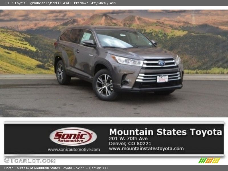Predawn Gray Mica / Ash 2017 Toyota Highlander Hybrid LE AWD