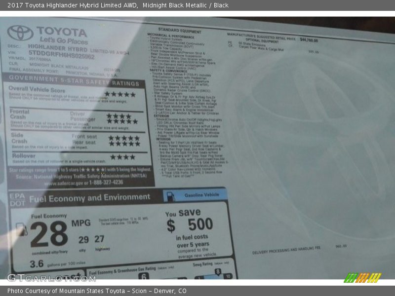 Midnight Black Metallic / Black 2017 Toyota Highlander Hybrid Limited AWD