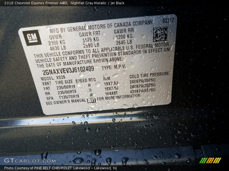 Nightfall Gray Metallic / Jet Black 2018 Chevrolet Equinox Premier AWD