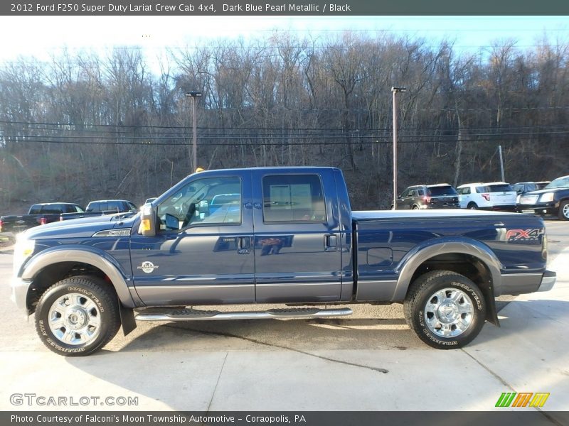 Dark Blue Pearl Metallic / Black 2012 Ford F250 Super Duty Lariat Crew Cab 4x4