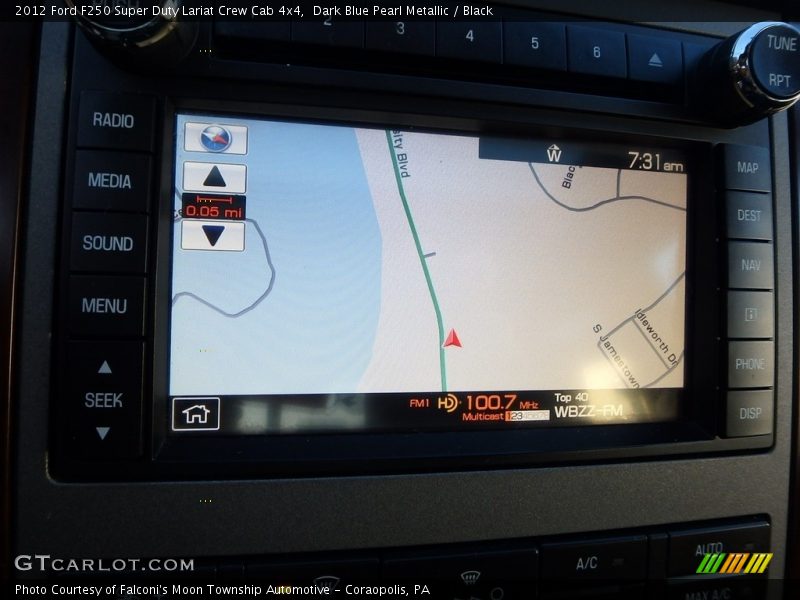 Dark Blue Pearl Metallic / Black 2012 Ford F250 Super Duty Lariat Crew Cab 4x4