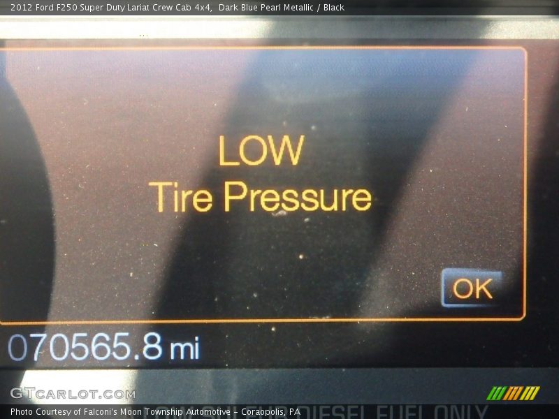 Dark Blue Pearl Metallic / Black 2012 Ford F250 Super Duty Lariat Crew Cab 4x4