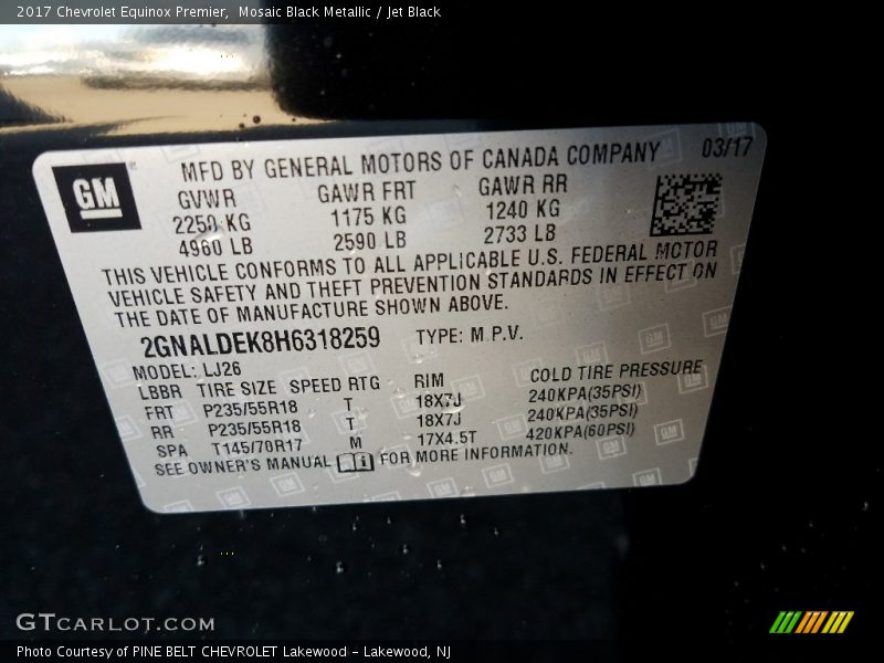 Mosaic Black Metallic / Jet Black 2017 Chevrolet Equinox Premier