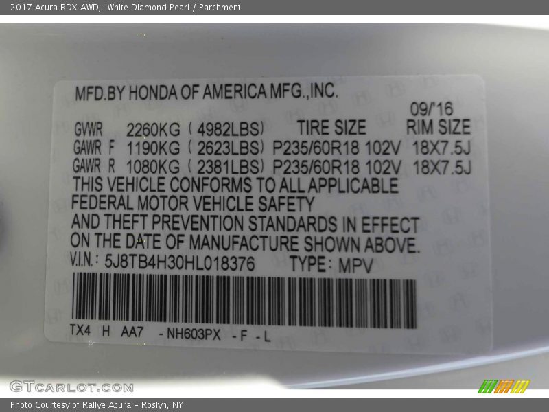 White Diamond Pearl / Parchment 2017 Acura RDX AWD