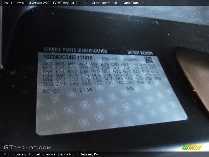 Graystone Metallic / Dark Titanium 2014 Chevrolet Silverado 2500HD WT Regular Cab 4x4