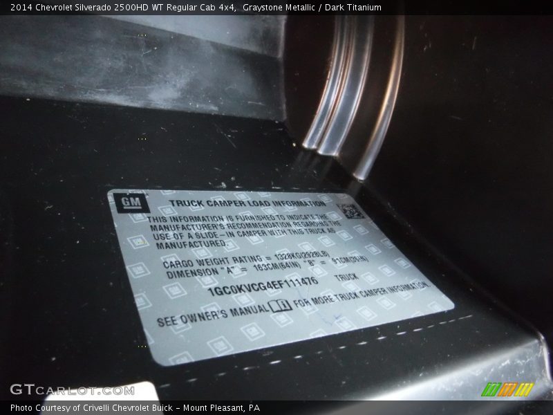 Graystone Metallic / Dark Titanium 2014 Chevrolet Silverado 2500HD WT Regular Cab 4x4