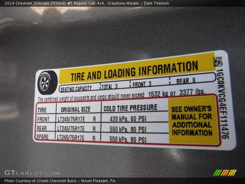 Graystone Metallic / Dark Titanium 2014 Chevrolet Silverado 2500HD WT Regular Cab 4x4