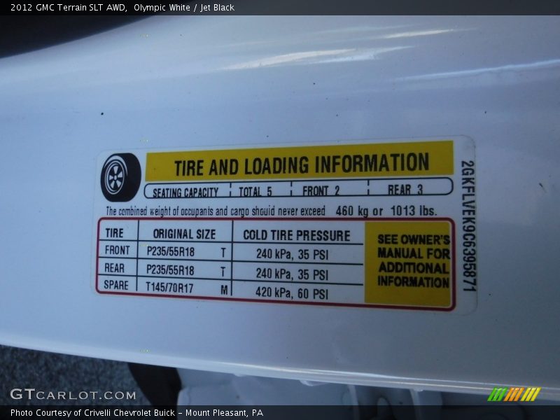 Olympic White / Jet Black 2012 GMC Terrain SLT AWD