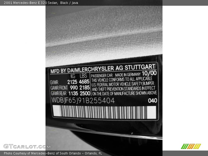 Black / Java 2001 Mercedes-Benz E 320 Sedan