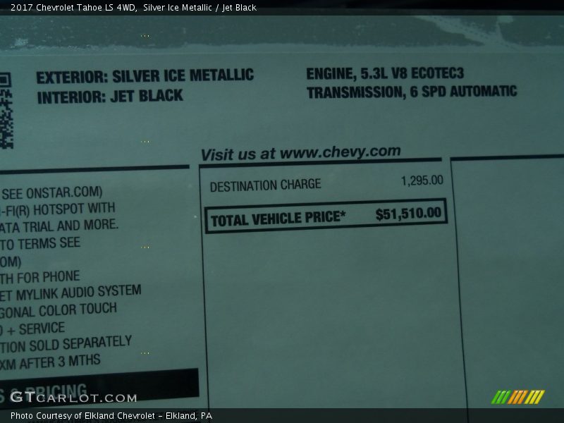  2017 Tahoe LS 4WD Window Sticker