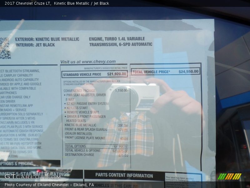 Kinetic Blue Metallic / Jet Black 2017 Chevrolet Cruze LT