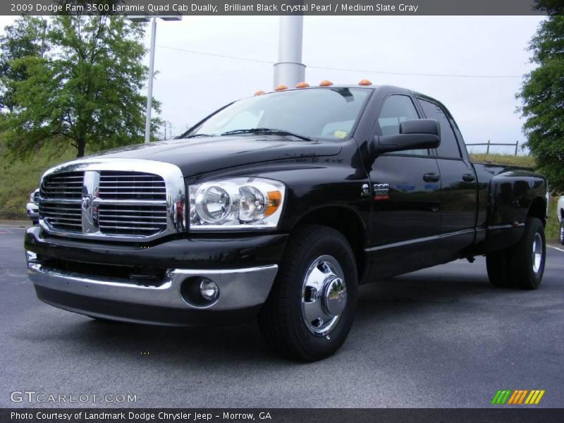Brilliant Black Crystal Pearl / Medium Slate Gray 2009 Dodge Ram 3500 Laramie Quad Cab Dually