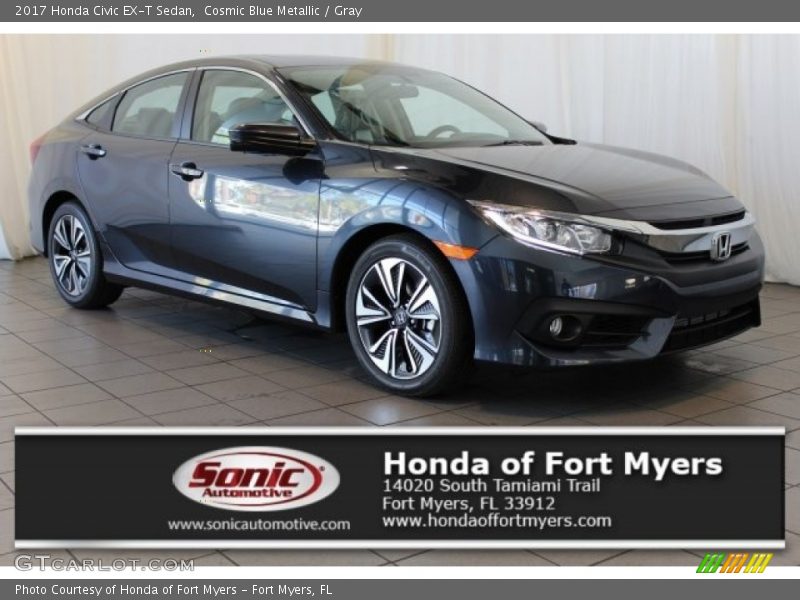 Cosmic Blue Metallic / Gray 2017 Honda Civic EX-T Sedan