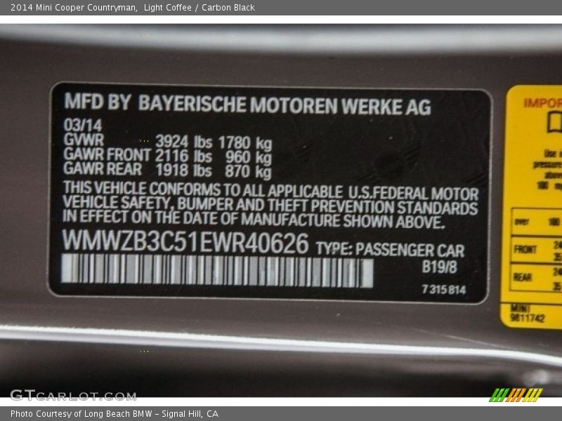 Light Coffee / Carbon Black 2014 Mini Cooper Countryman