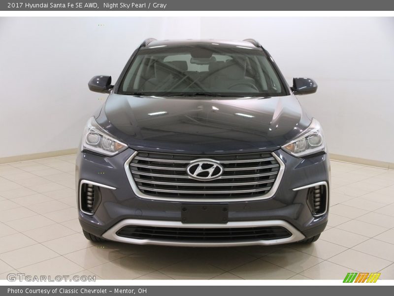Night Sky Pearl / Gray 2017 Hyundai Santa Fe SE AWD