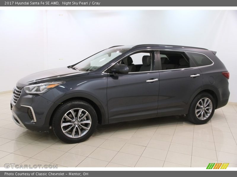 Night Sky Pearl / Gray 2017 Hyundai Santa Fe SE AWD