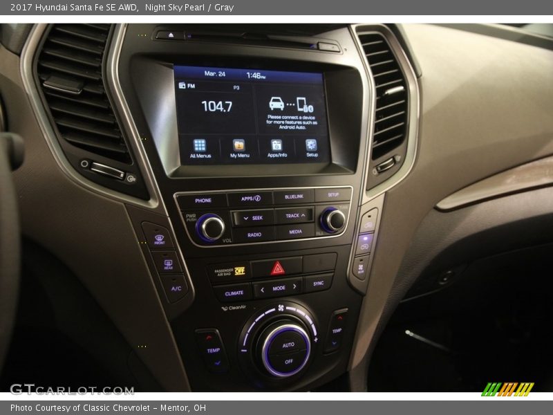 Night Sky Pearl / Gray 2017 Hyundai Santa Fe SE AWD