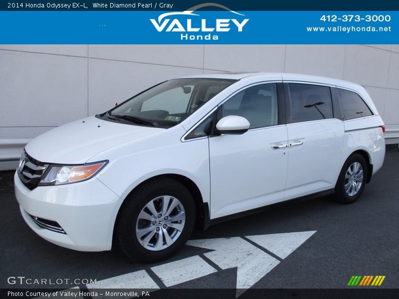 White Diamond Pearl / Gray 2014 Honda Odyssey EX-L