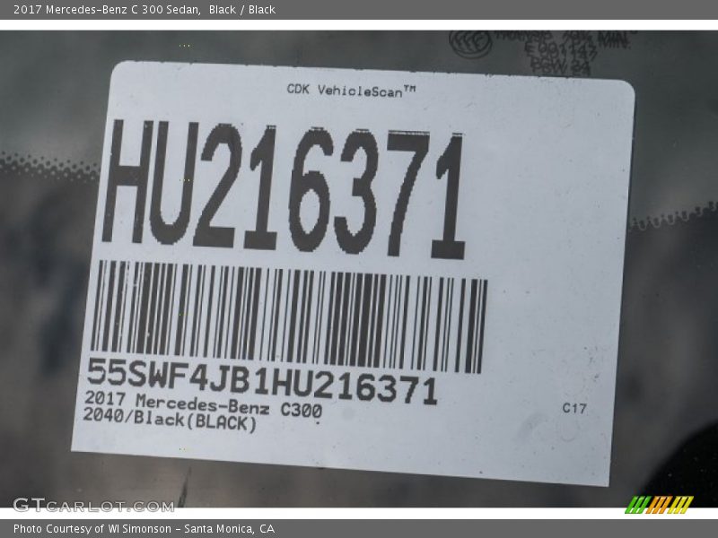 Black / Black 2017 Mercedes-Benz C 300 Sedan