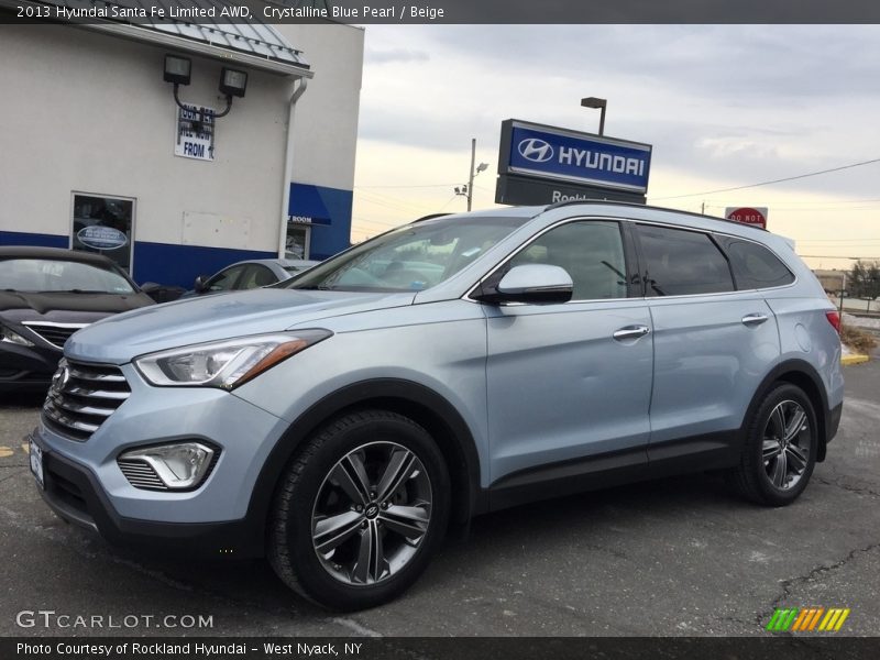 Crystalline Blue Pearl / Beige 2013 Hyundai Santa Fe Limited AWD