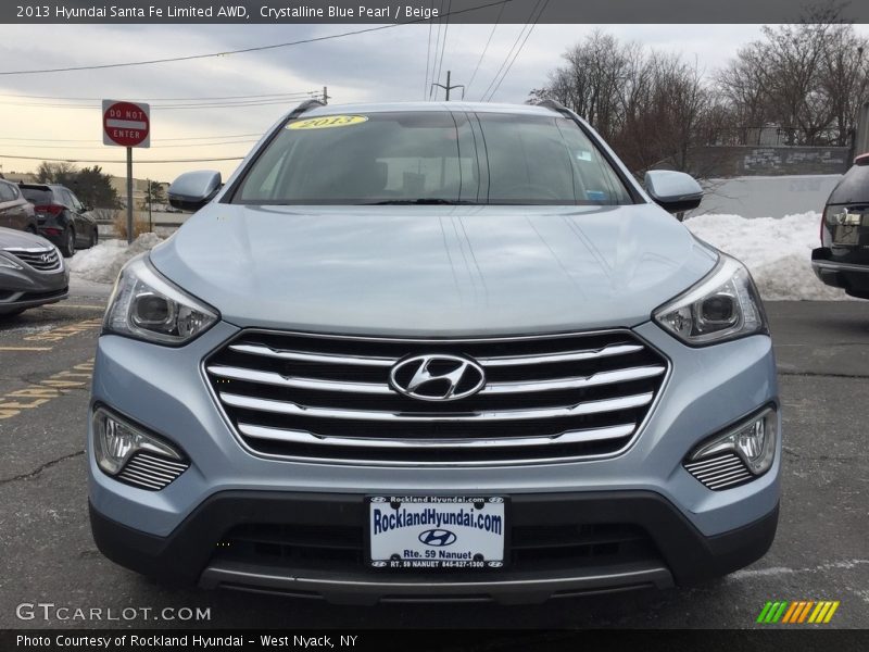 Crystalline Blue Pearl / Beige 2013 Hyundai Santa Fe Limited AWD