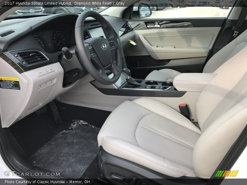 Diamond White Pearl / Gray 2017 Hyundai Sonata Limited Hybrid