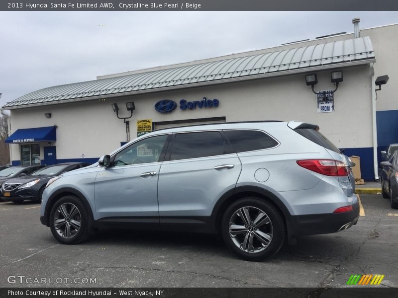 Crystalline Blue Pearl / Beige 2013 Hyundai Santa Fe Limited AWD