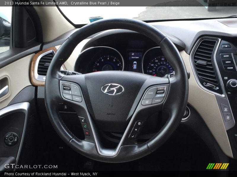 Crystalline Blue Pearl / Beige 2013 Hyundai Santa Fe Limited AWD