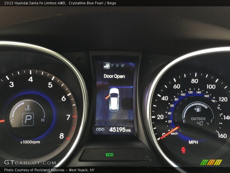 Crystalline Blue Pearl / Beige 2013 Hyundai Santa Fe Limited AWD