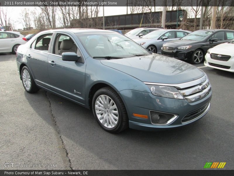 Steel Blue Metallic / Medium Light Stone 2011 Ford Fusion Hybrid