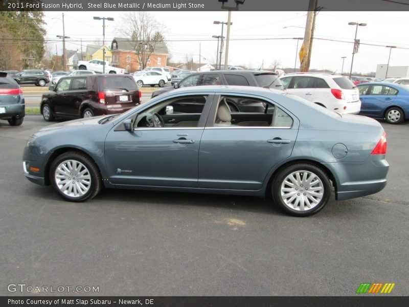 Steel Blue Metallic / Medium Light Stone 2011 Ford Fusion Hybrid